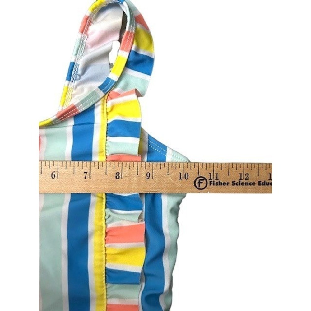 Girls 4T Striped Ruffle One Piece Swimsuit Bathing Suit Beach Pool Splash Summer - Picture 4 of 11